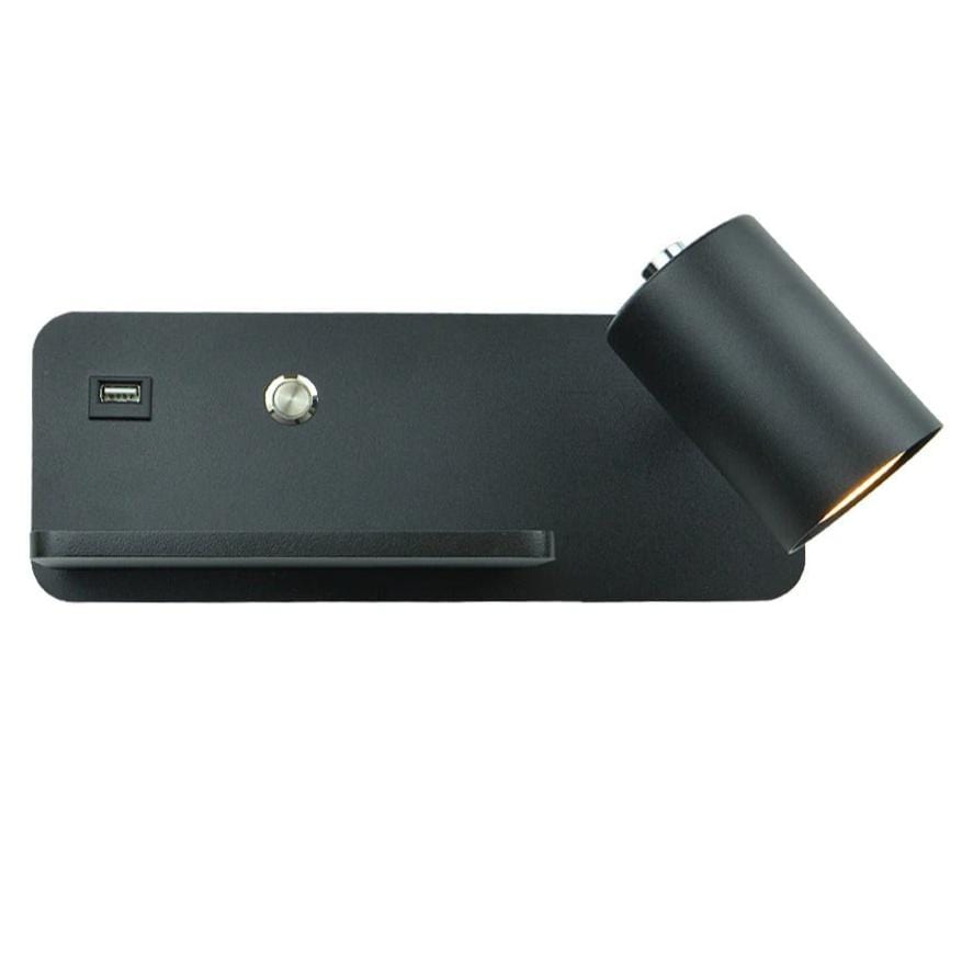 Applique Liseuse Murale Avec Chargeur Noir / Droite / Blanc chaud