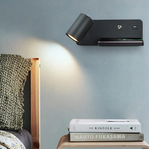 Applique Liseuse Murale Avec Chargeur Noir / Gauche / Blanc chaud