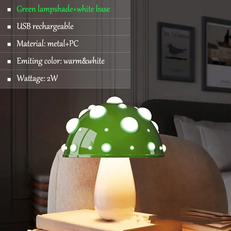 Champignon Lampe Blanc et vert