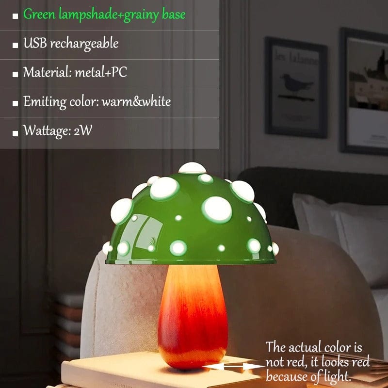 Champignon Lampe Bois et vert
