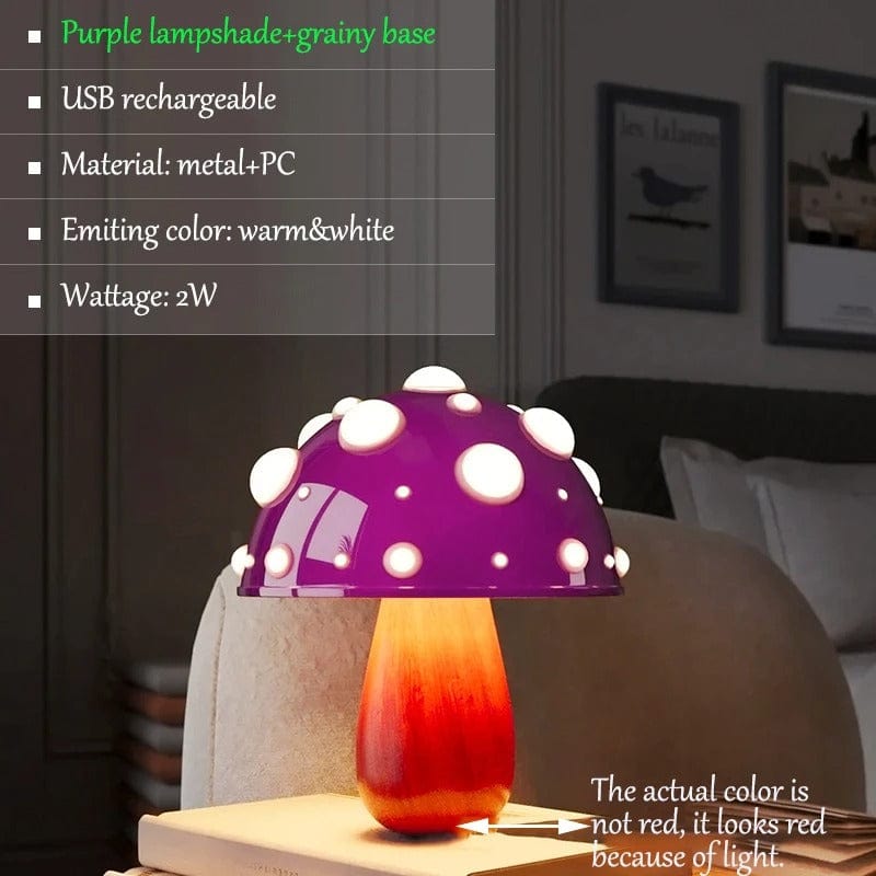 Champignon Lampe Bois et violet