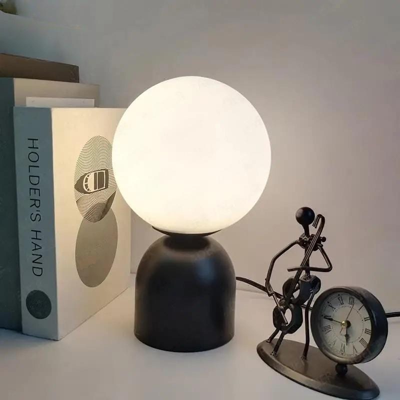 Lampe Boule en Verre à Poser Noir / Blanc chaud
