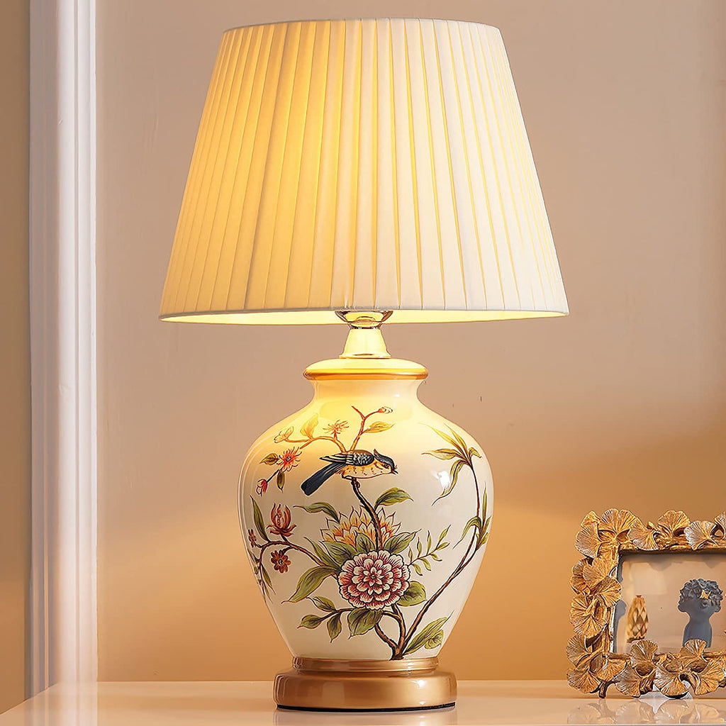 Lampe Céramique Fleurie Classique (avec bouton)