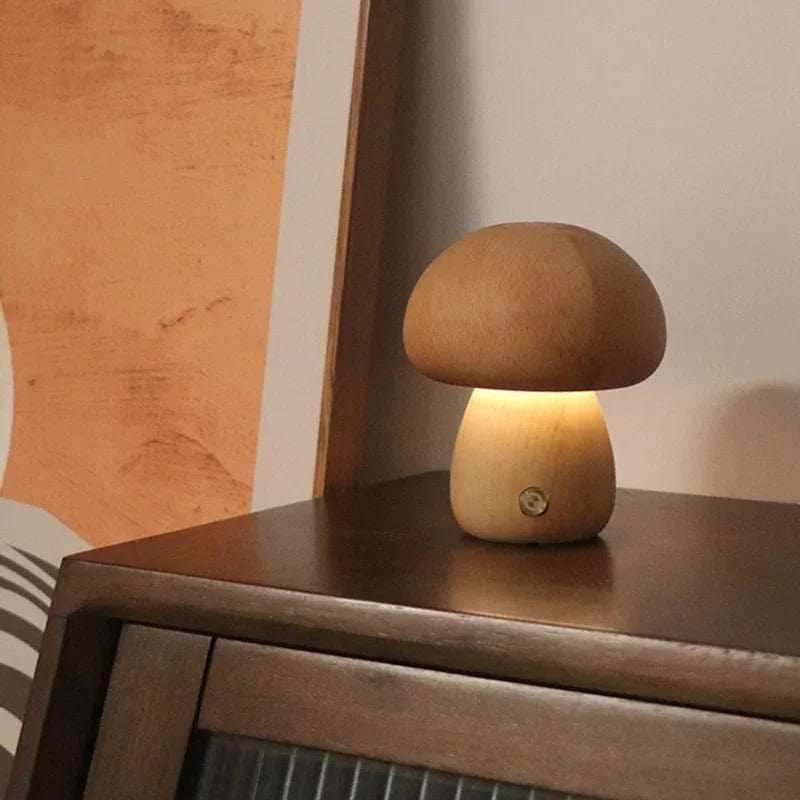 Lampe Champignon Bois Sans Fil
