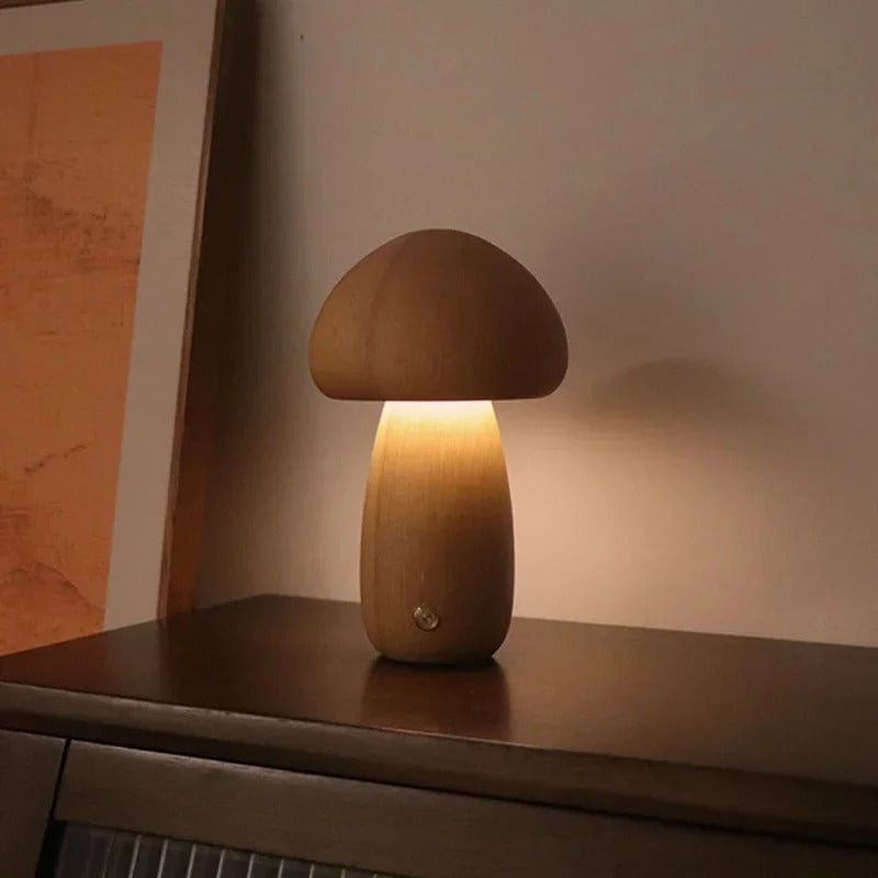 Lampe Champignon Bois Sans Fil Hêtre / Grand