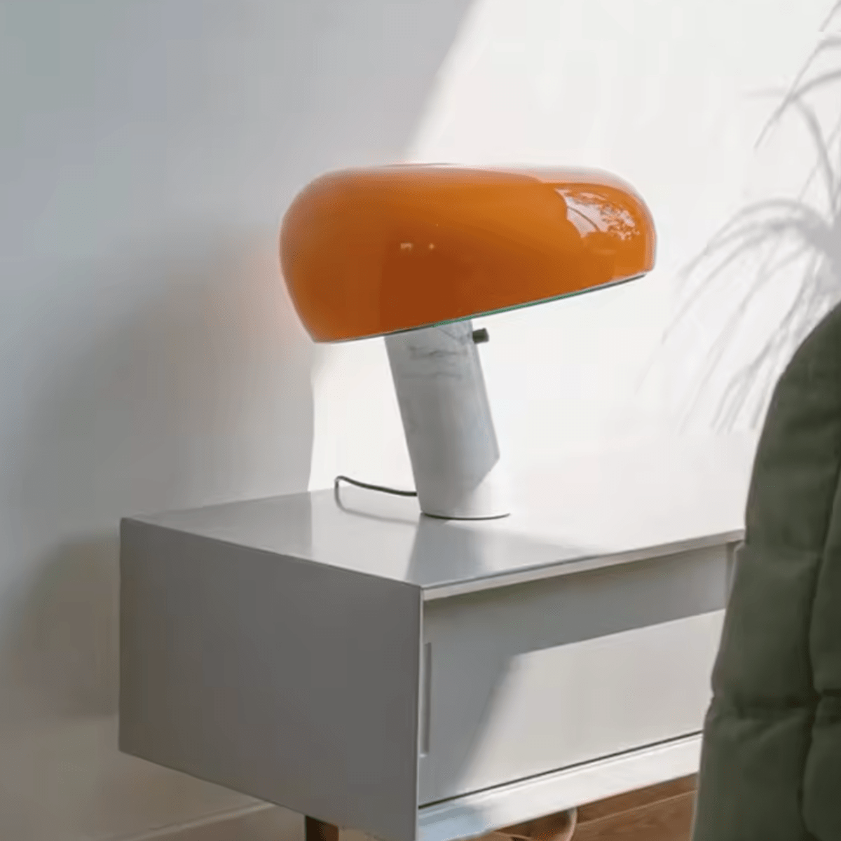 Lampe Champignon Marbre Orange / 28x26cm