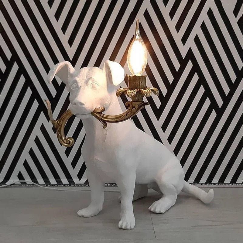 Lampe Chien Blanc