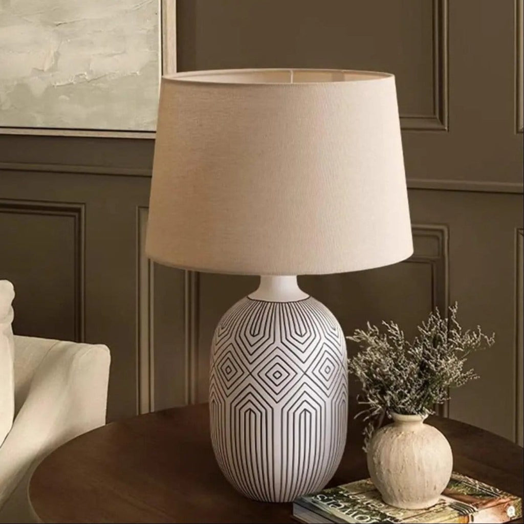 Lampe de Chevet à Motif en Céramique