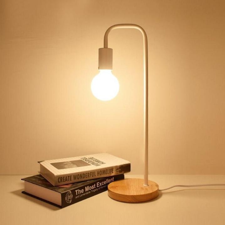 Lampe de Chevet Bois et Métal Noir Blanc