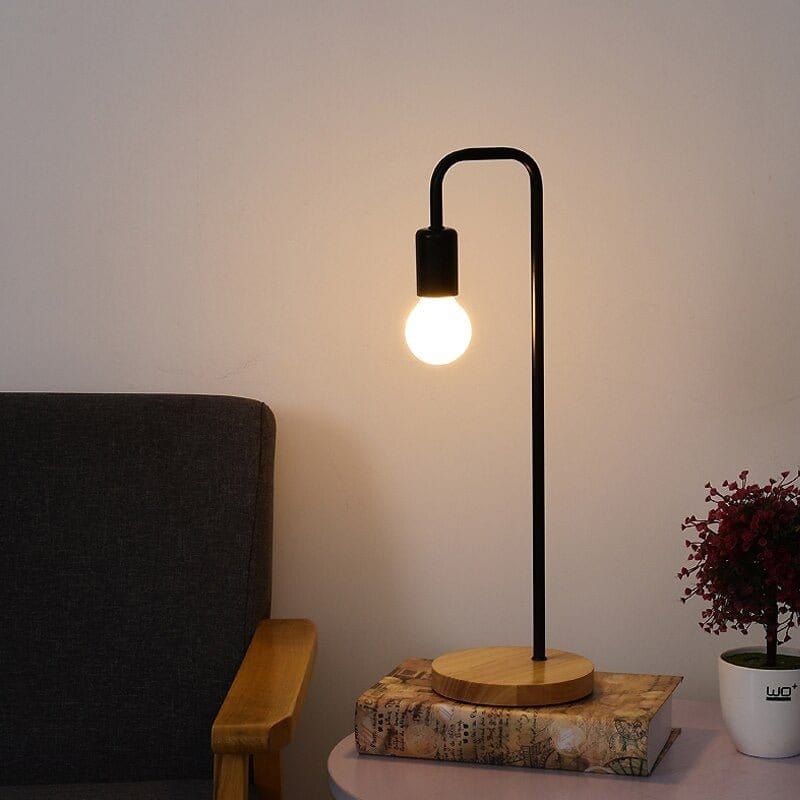 Lampe de Chevet Bois et Métal Noir Noir