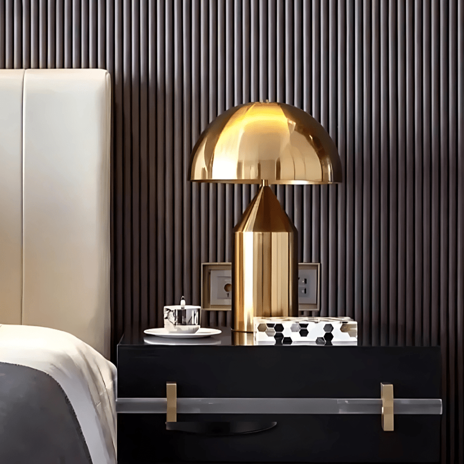 Lampe de Chevet Dorée Doré / 35x25cm / Lumière chaude