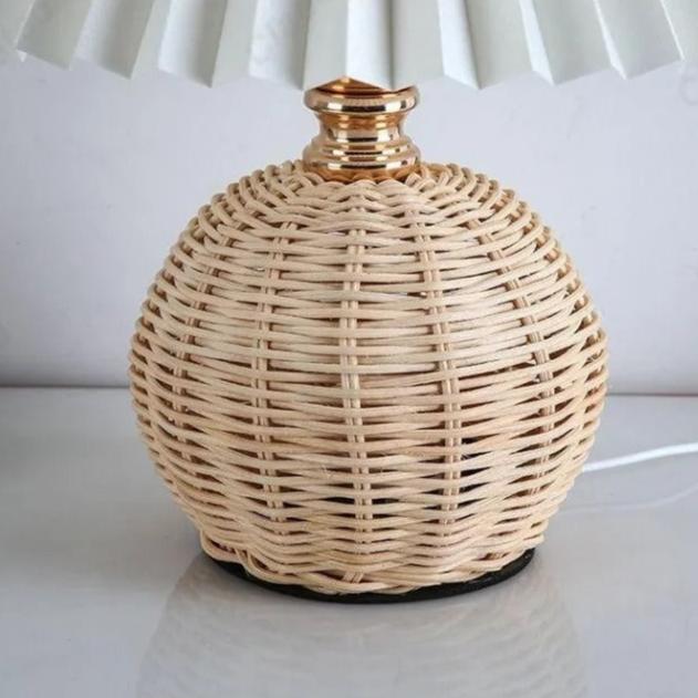Lampe de Chevet en Osier Rond