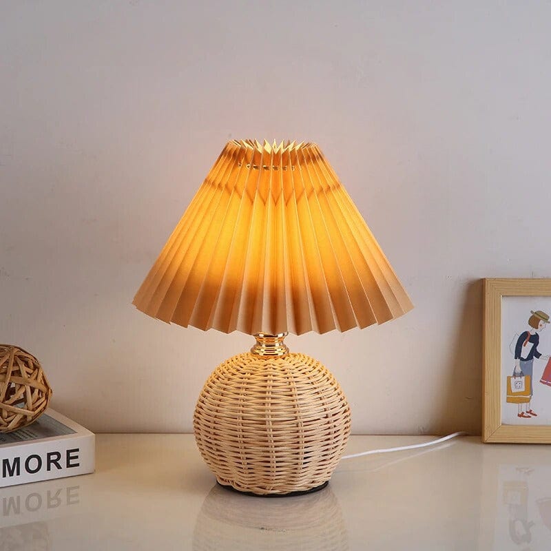 Lampe de Chevet en Osier Rond Orange
