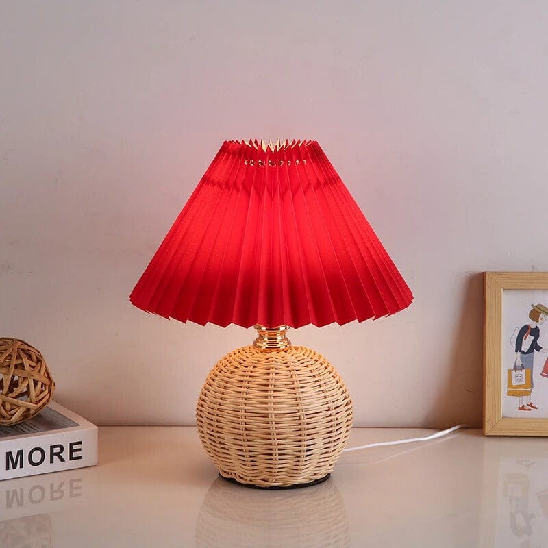 Lampe de Chevet en Osier Rond Rouge