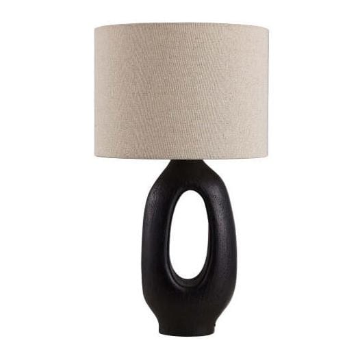 Lampe de Chevet Scandinave Design 2 - Noir / Lin / Lumière froide