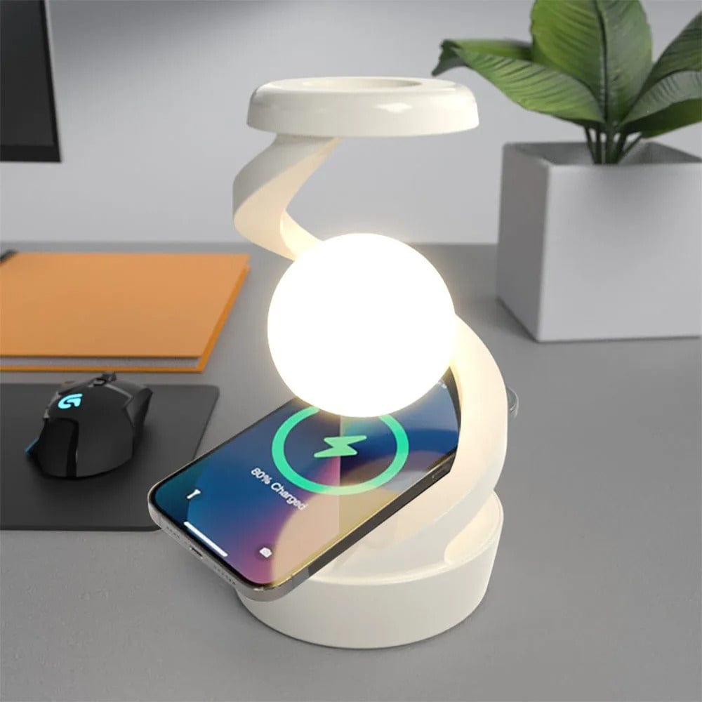 Lampe de Chevet Tactile Design Blanc / Avec chargeur induction