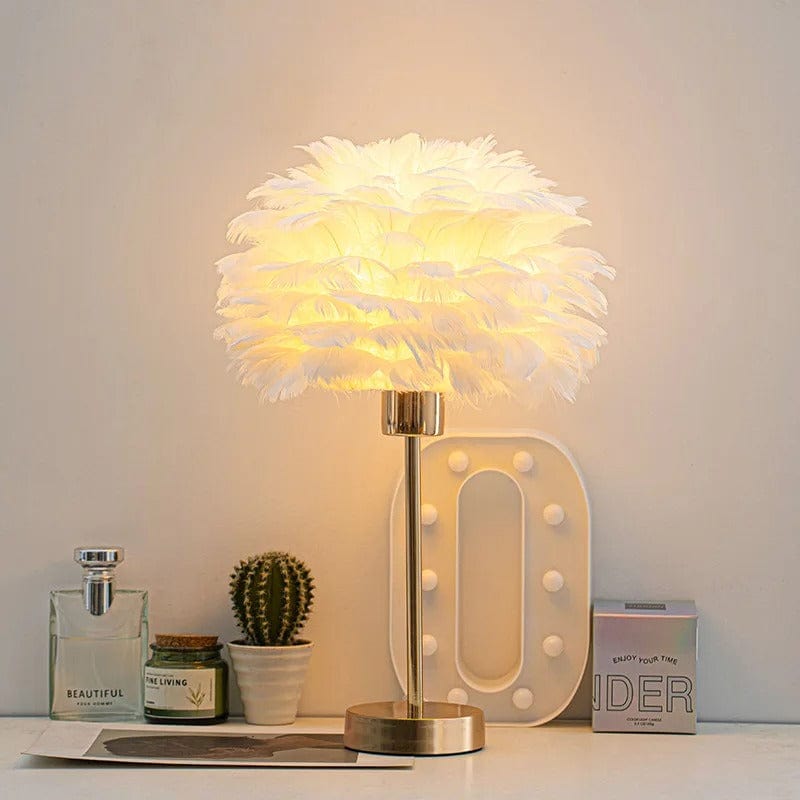 Lampe en Plume Blanche Blanc
